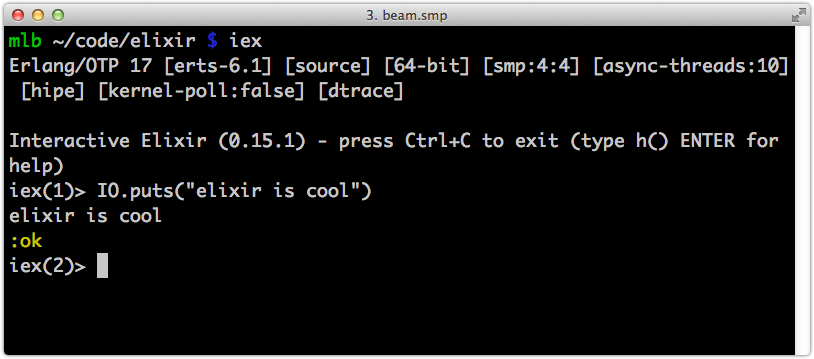 iex in the terminal
